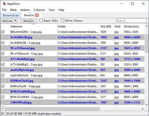 The All duplicates window - CloneSpy Documentation