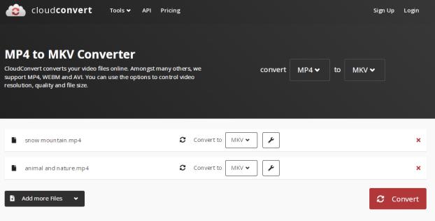 convert mp4 to mkv with cloudconvert