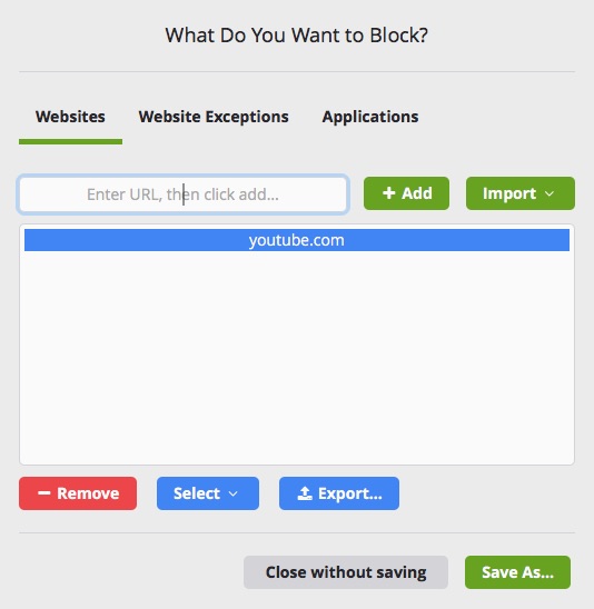 block websites via cold turkey