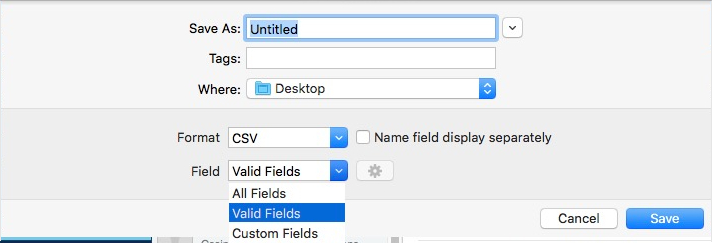 the Custom Fields option in the Field pop-up menu is chosen