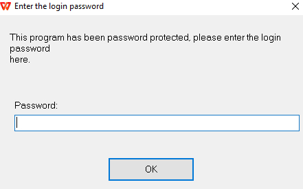 the Enter the login password window