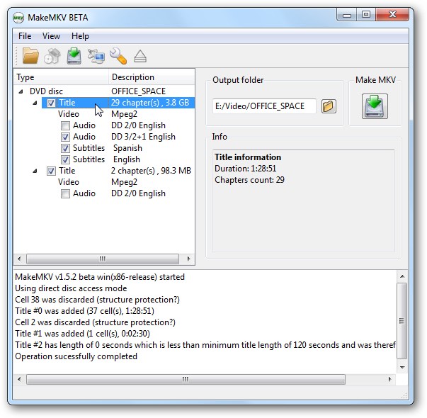 choose audio track and subtitles via makemkv