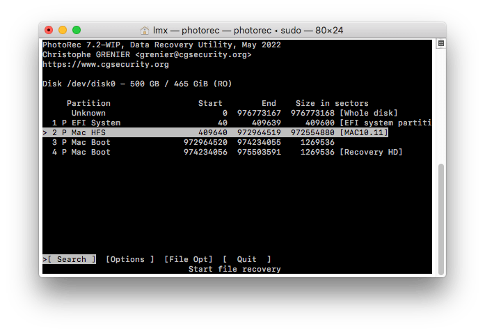 photorec running 03