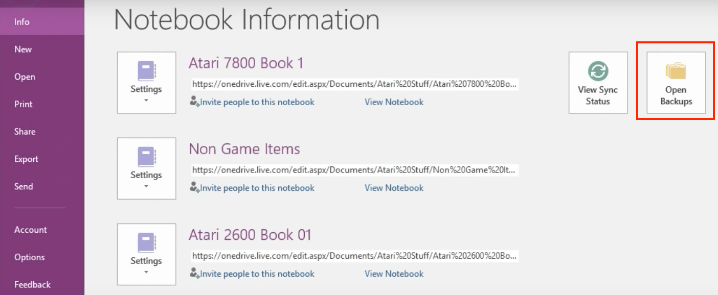 onenote local backup