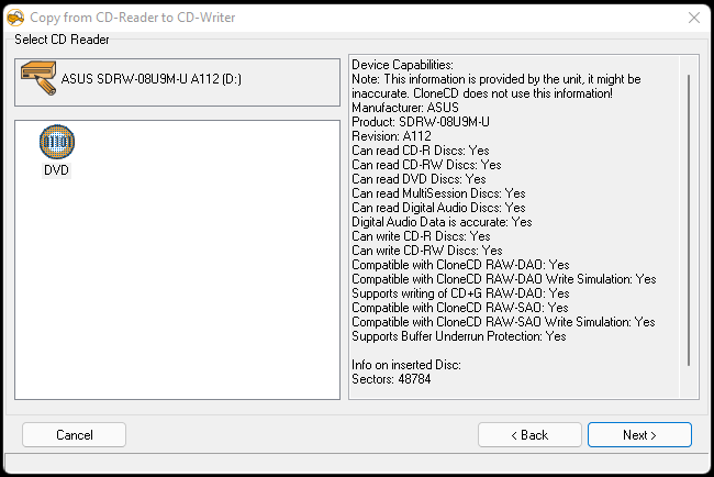 CloneCD interface