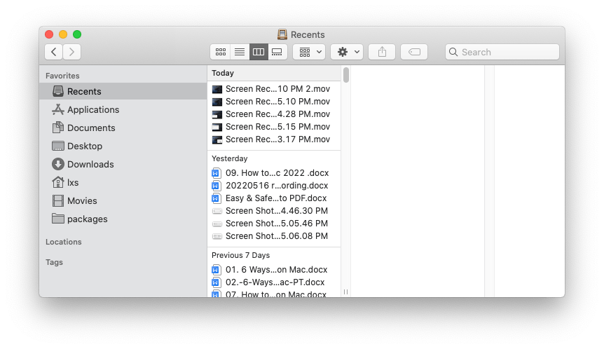 recover unsaved recording view