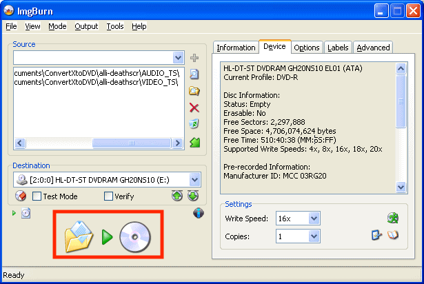 Brucia DVD su Windows 10 tramite imgburn