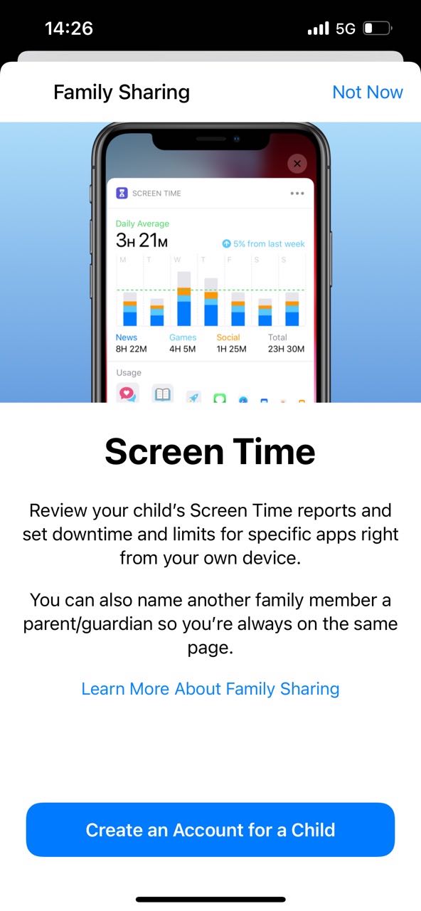set Screen Time for child