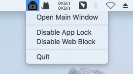 clicking the lock icon in the menu bar on a Mac bringing up the Open Main Window option