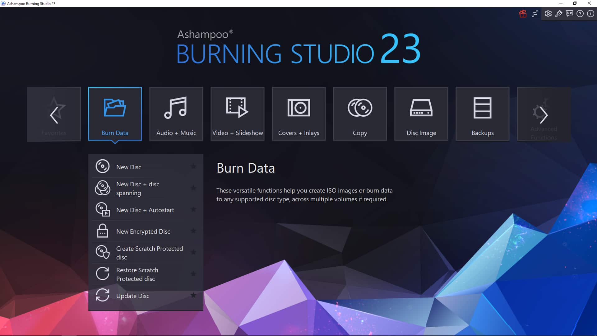 Ashampoo Burning Studio 23 interface