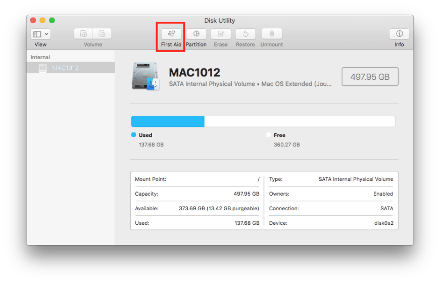 internal hard drive not showing up in disk utility