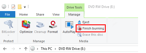 click "finish burning" button