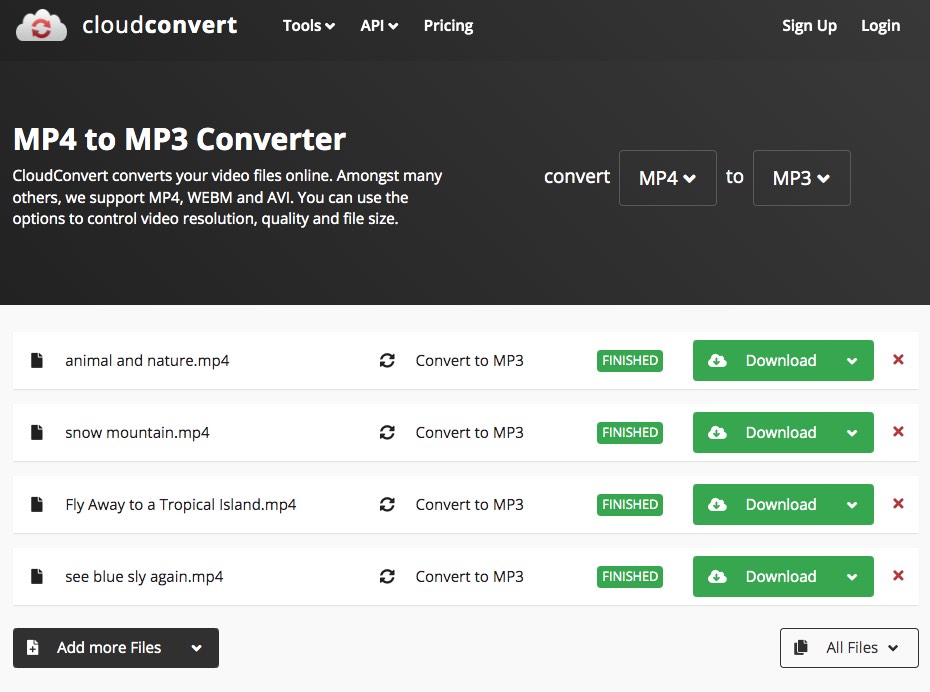 extract audio from mp4 online via cloudconvert.com