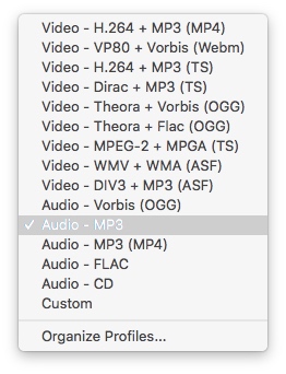 choose a suitable audio format on vlc