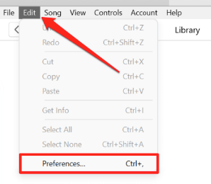 go to preferences