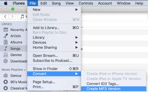 create mp3 from m4a windows 10 itunes