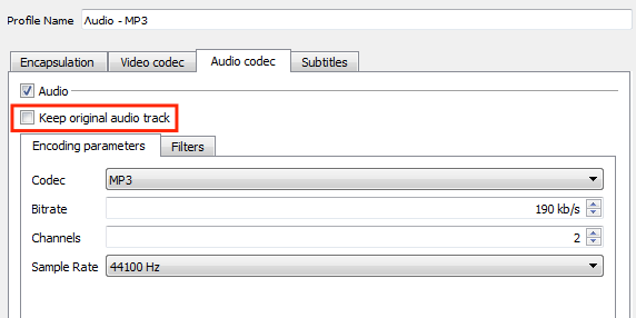 audio codec settings