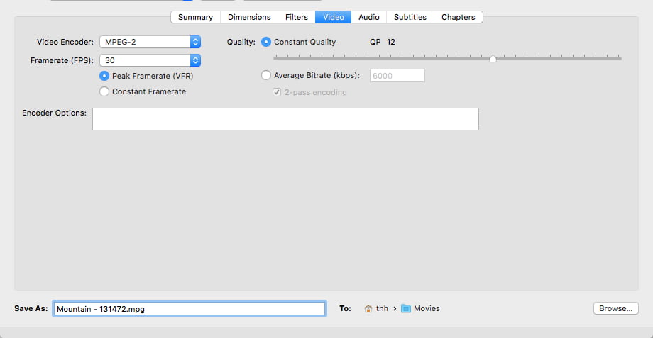 convert mp4 to mpeg2 using handbrake