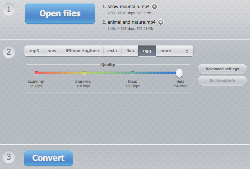 convert mp4 to ogg with online audio converter