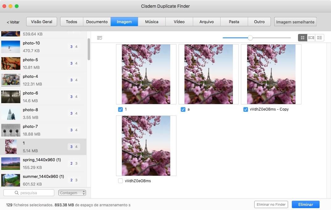 uma lista de fotos duplicadas e outros arquivos duplicados encontrados no Google Drive