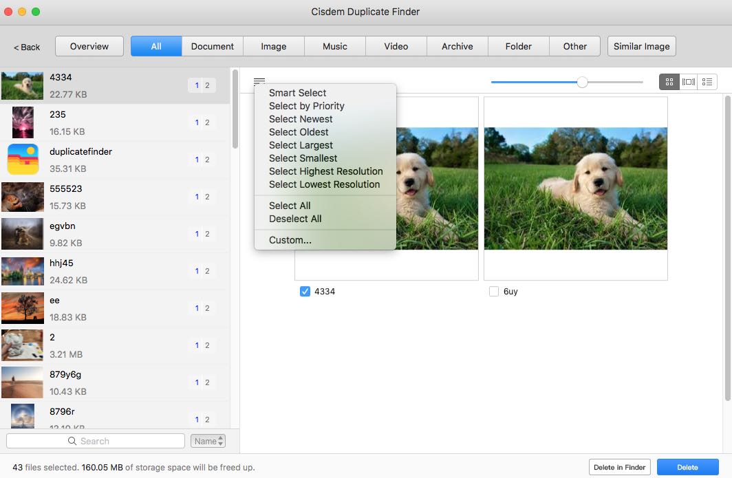 duplicate photos are selected for deletion