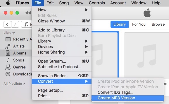convert itunes to mp3 within itunes on computer