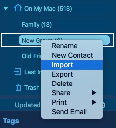 import contacts to new group