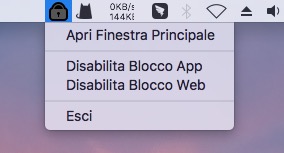 facendo clic sull'icona AppCrypt viene visualizzata l'opzione Apri finestra principale