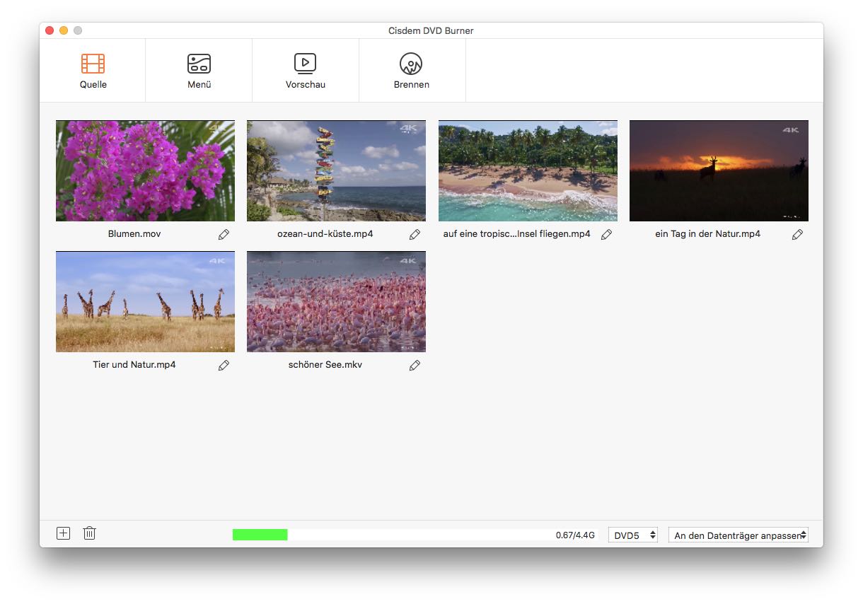 Laden Sie iMovie-Videos in den Cisdem DVD-Brenner