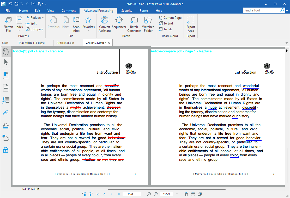 compare pdf kofax4