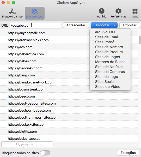 bloquear sites impróprios