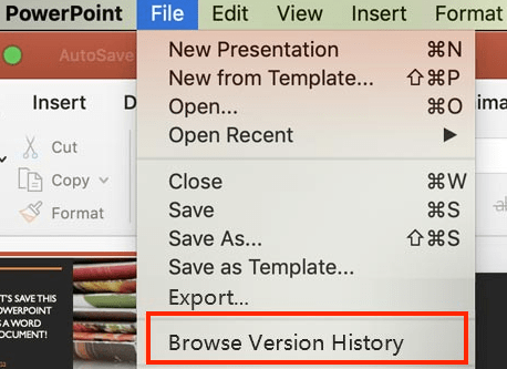 browse version history