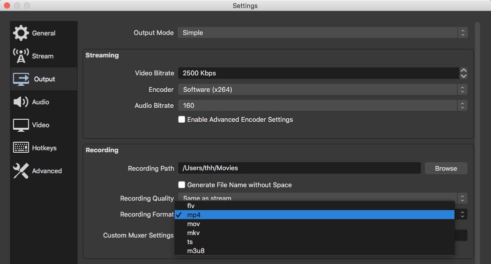 output tab obs