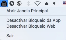 clicar no ícone na barra de menu traz a opção Abrir Janela Principal