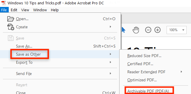 pdf to pdfa acrobat