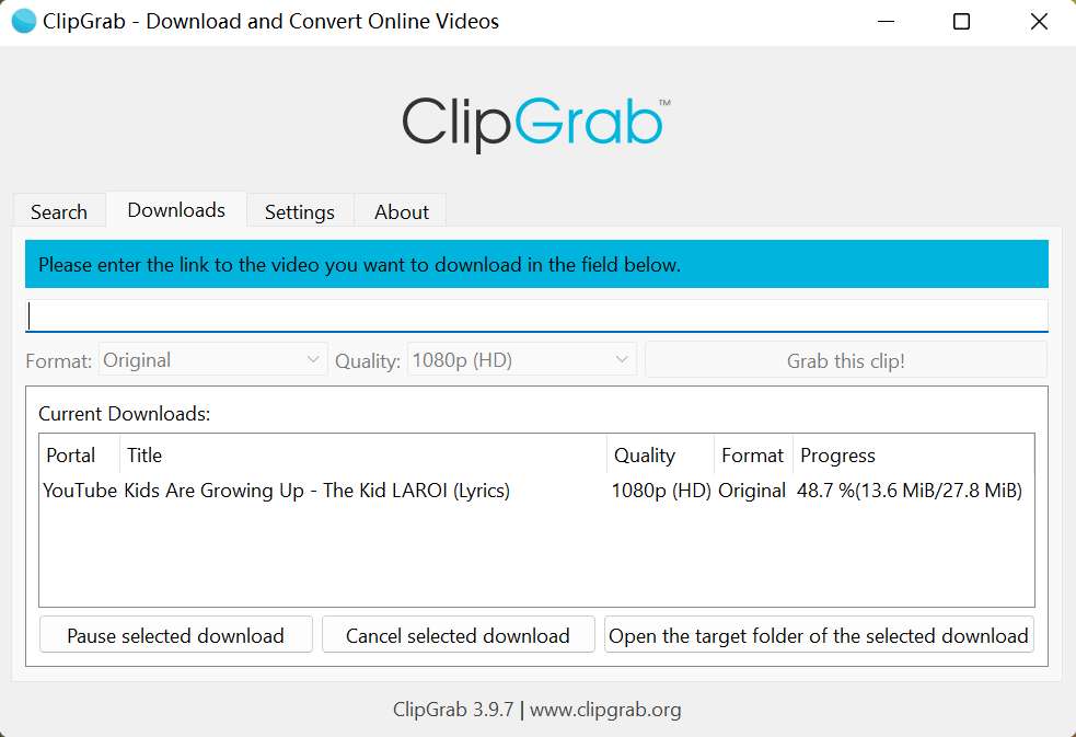 best free video downloader - ClipGrab