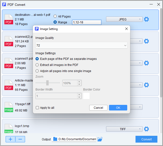 pdf to image setting