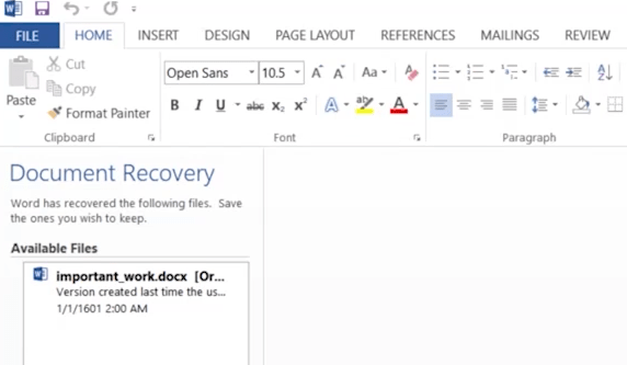 word document recovery
