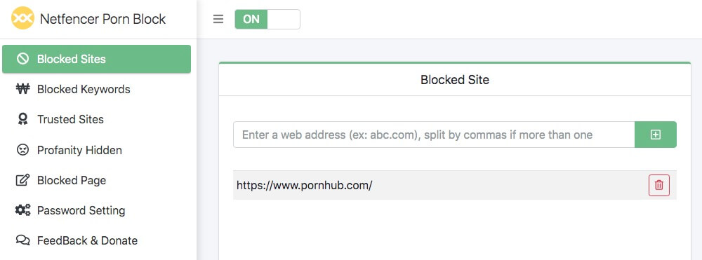 an adult website is added to the Blocked Site list