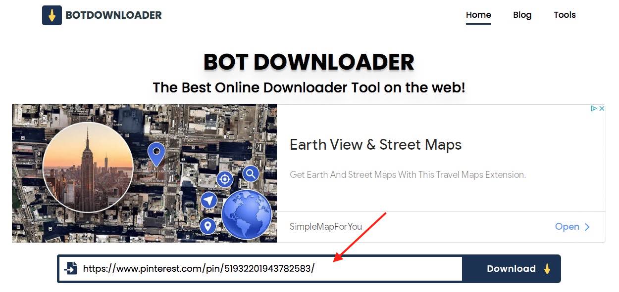 Botdownloader.com interface