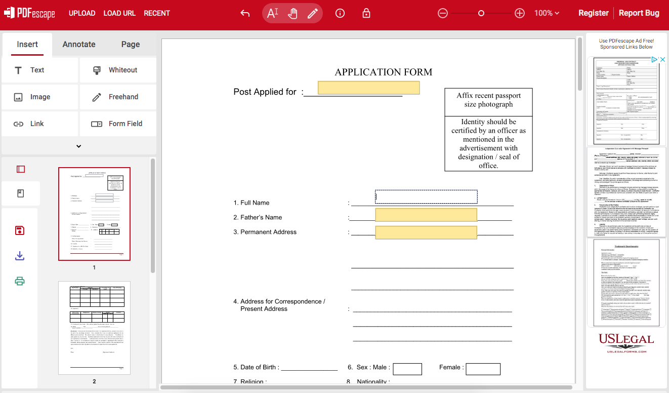 fillable pdf form creator pdfescape