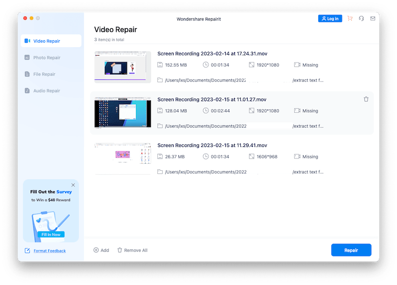 wondershare video repair