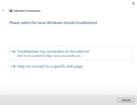 run internet troubleshooter 04