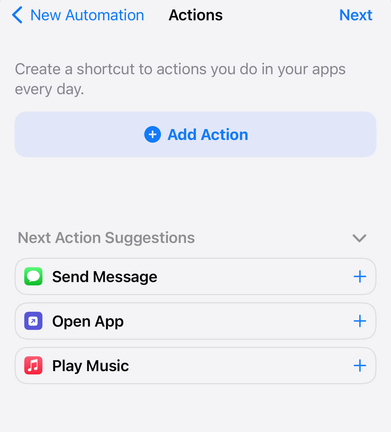 the Add Action button