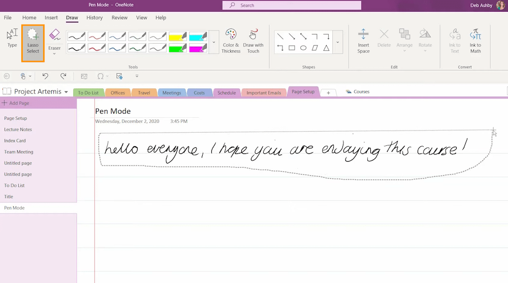 handwriting to text onenote1