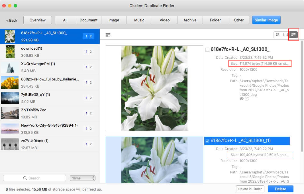 view Google Photos duplicates in the third preview mode