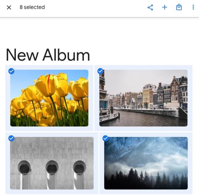 all photos in New Album are selected