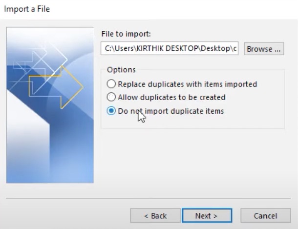 select the CSV file