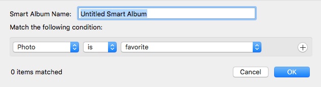 a Smart Album dialog