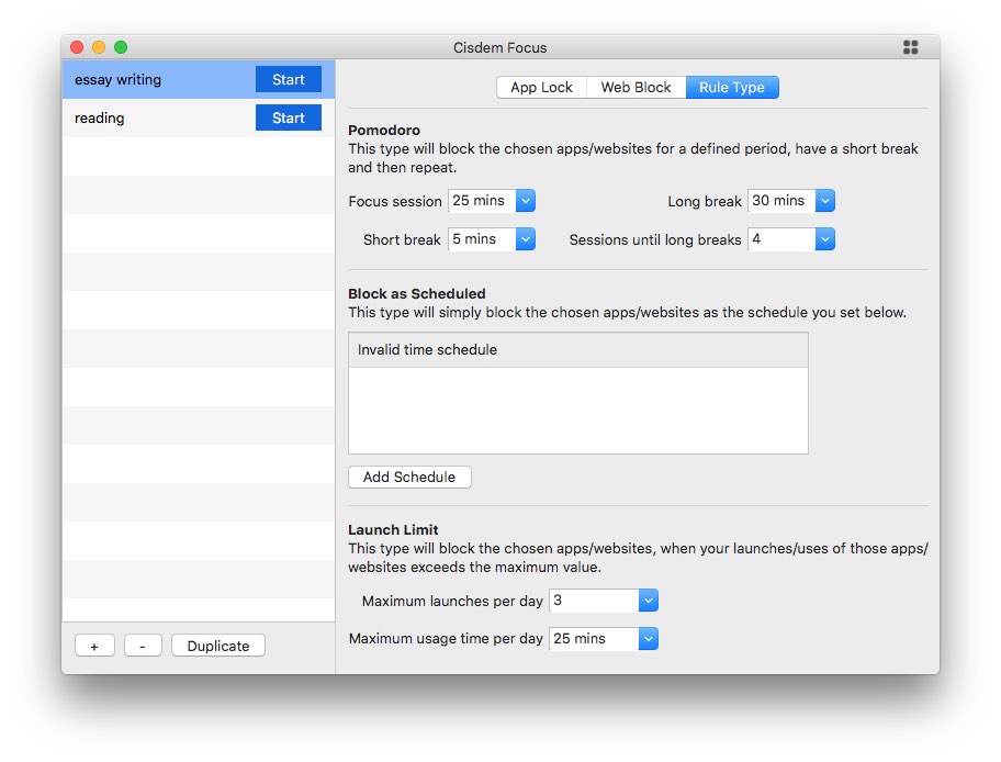 set pomodoro timer